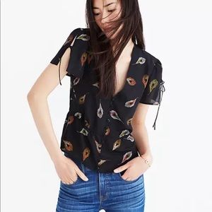 Madewell silk feather blouse